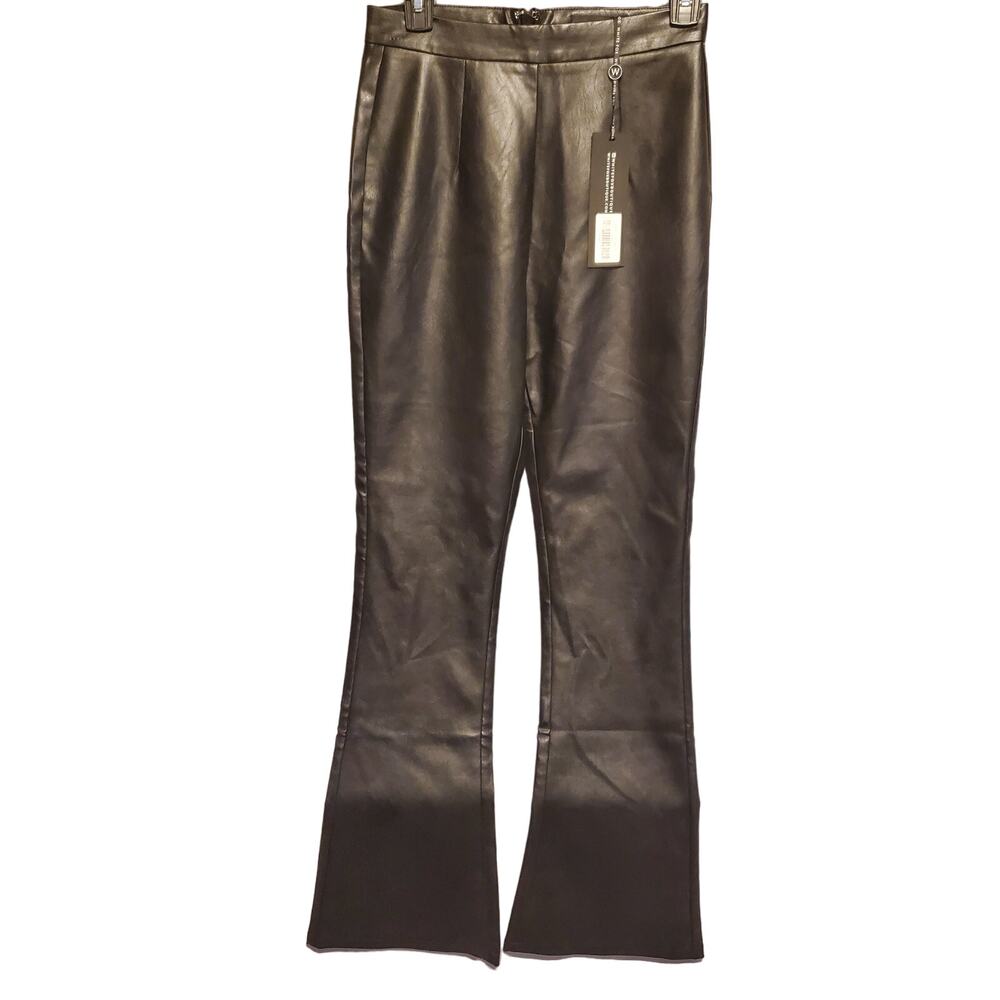 White Fox Faux Leather Boutique "Show it off Pants" Pants Boot Leg Size S NWT